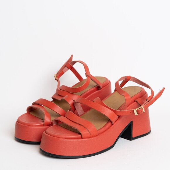Ganni Red Platform Sandals - Picture 4 of 16